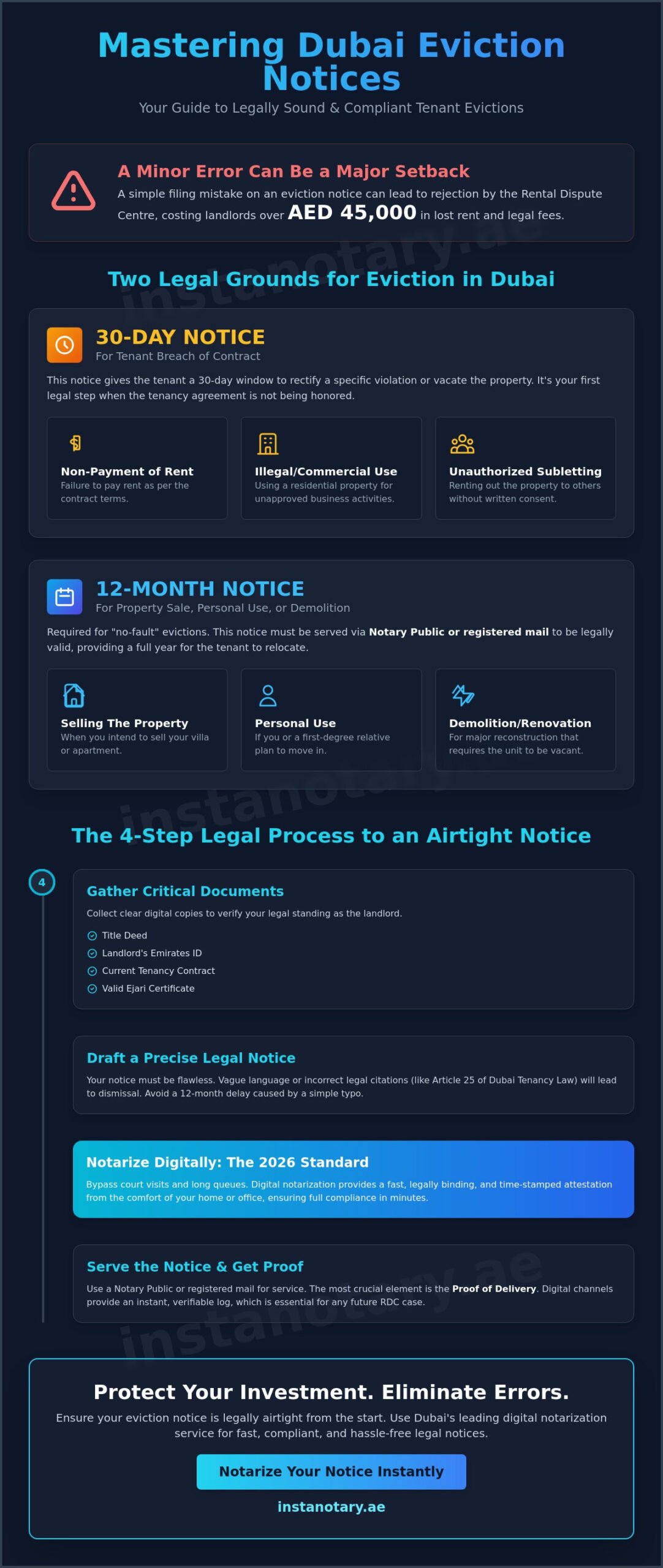 Legal Notice to Tenant to Vacate in Dubai: The 2026 Landlord’s Guide